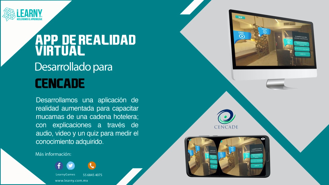 Desarrollamos una aplicación de realidad virtual para capacitar mucamas de una cadena hotelera; con explicaciones a través de audio, video y un quiz para medir el conocimiento adquirido.